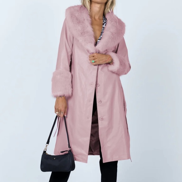 Princess Polly Pink Penny Lane Fur Coat Jacket - Picture 2 of 9